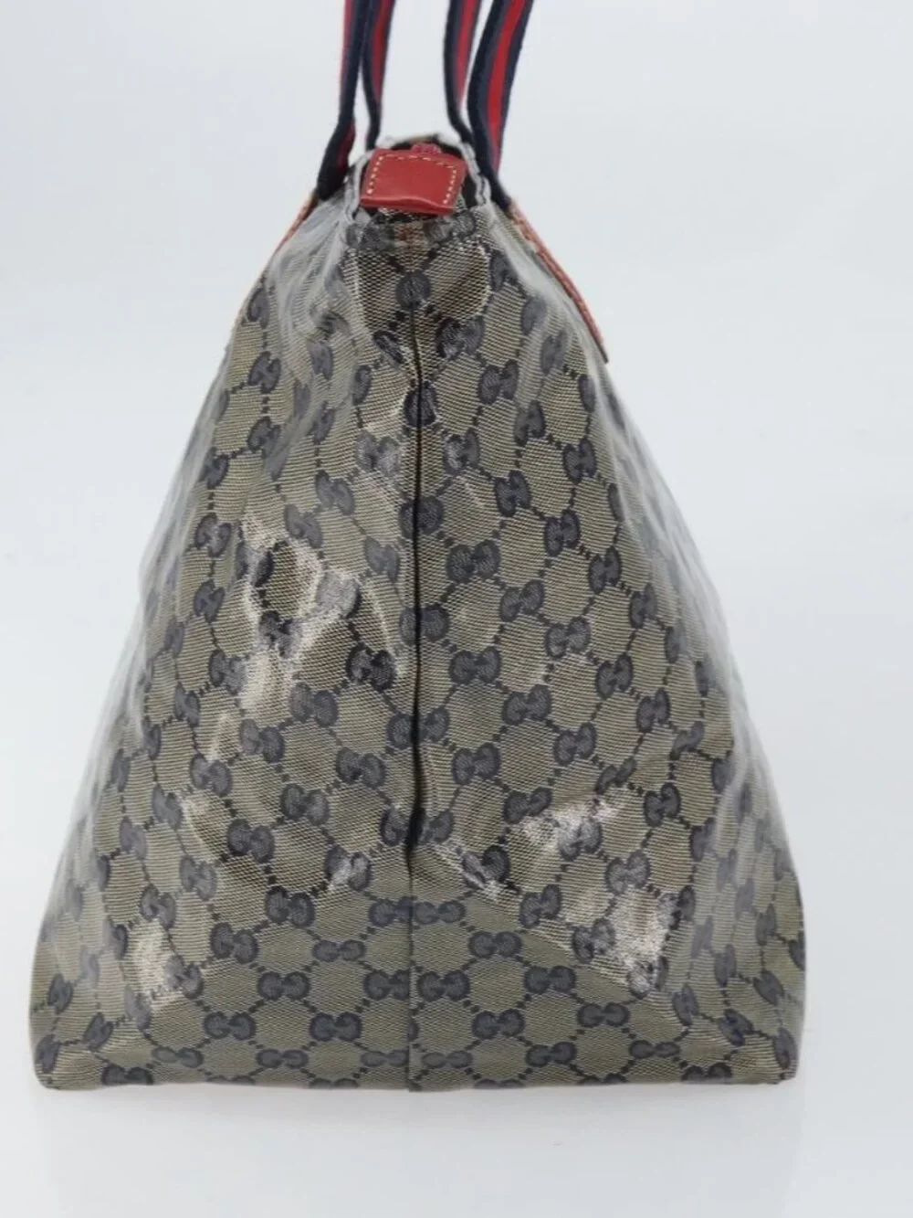GUCCI GG Crystal Sherry Line Tote Bag Coated Canvas Navy Gold 131231 Auth 164487